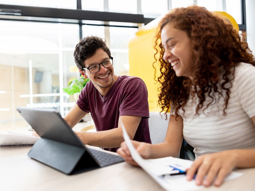 University students in the library